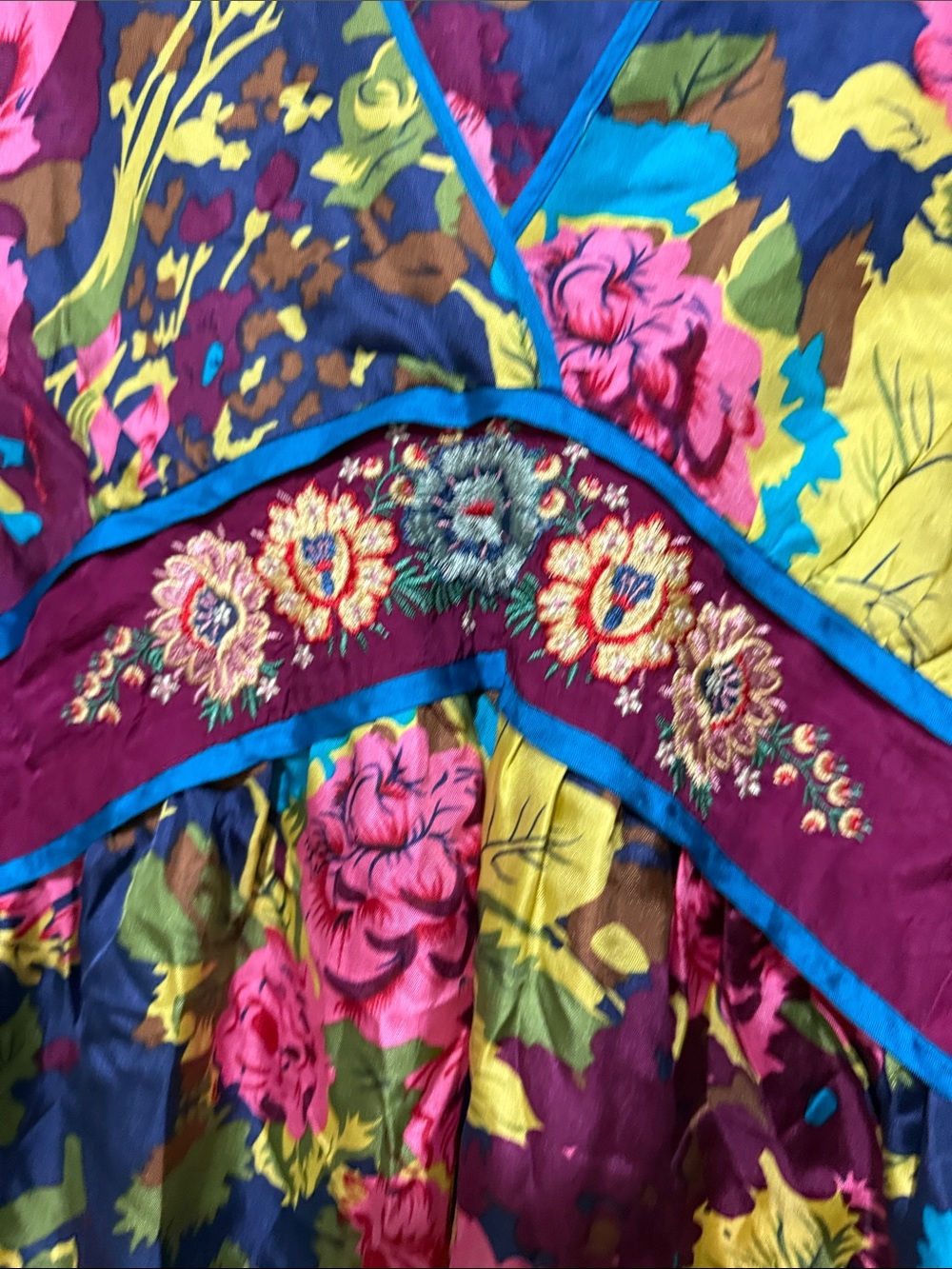 Johnny Was Multicolor Floral Tunic with Navy Base and Pink Accents - Picture 5 of 7